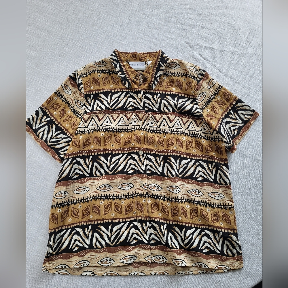 Alfred Dunner Animal Print Button Down - Size 10p